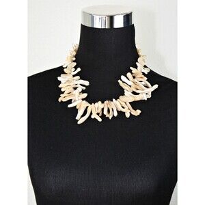 A.V. MAX Mother Of Pearl Beaded Necklace Cream Claw Beads ~ Jewelry Gift  #02